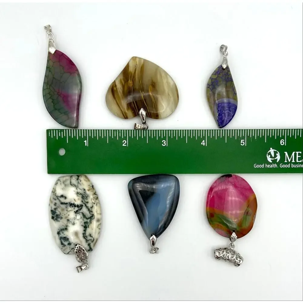 Destash Lot 18 Stone Pendants & Bails Jewelry Making Plus 1 Glass Pendant Lot #1